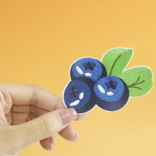 Blueberry fruit embroidered patch