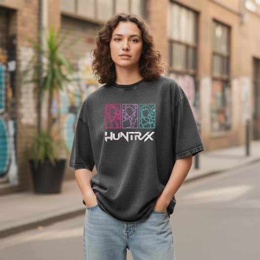 Huntrix KPOP Band Embroidered Retro Wash Cotton Shirt, Demon Hunter, Kpop Demon Huntrix Gift Gift for Huntrix fans, Gift for Huntrix fans