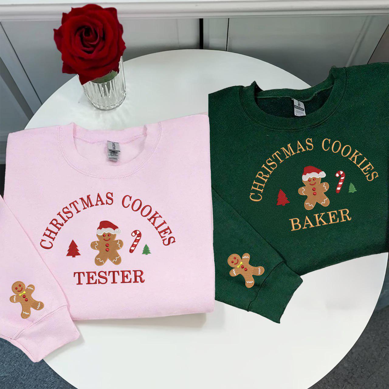 Christmas Cookie Baker Sweatshirt, Christmas Cookie Tester Embroidered  Sweatshirt, Christmas Crewneck Sweatshirt, Couple Xmas Sweatshirt