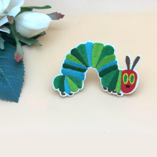 Green Caterpillar Iron On Embroidery Patch
