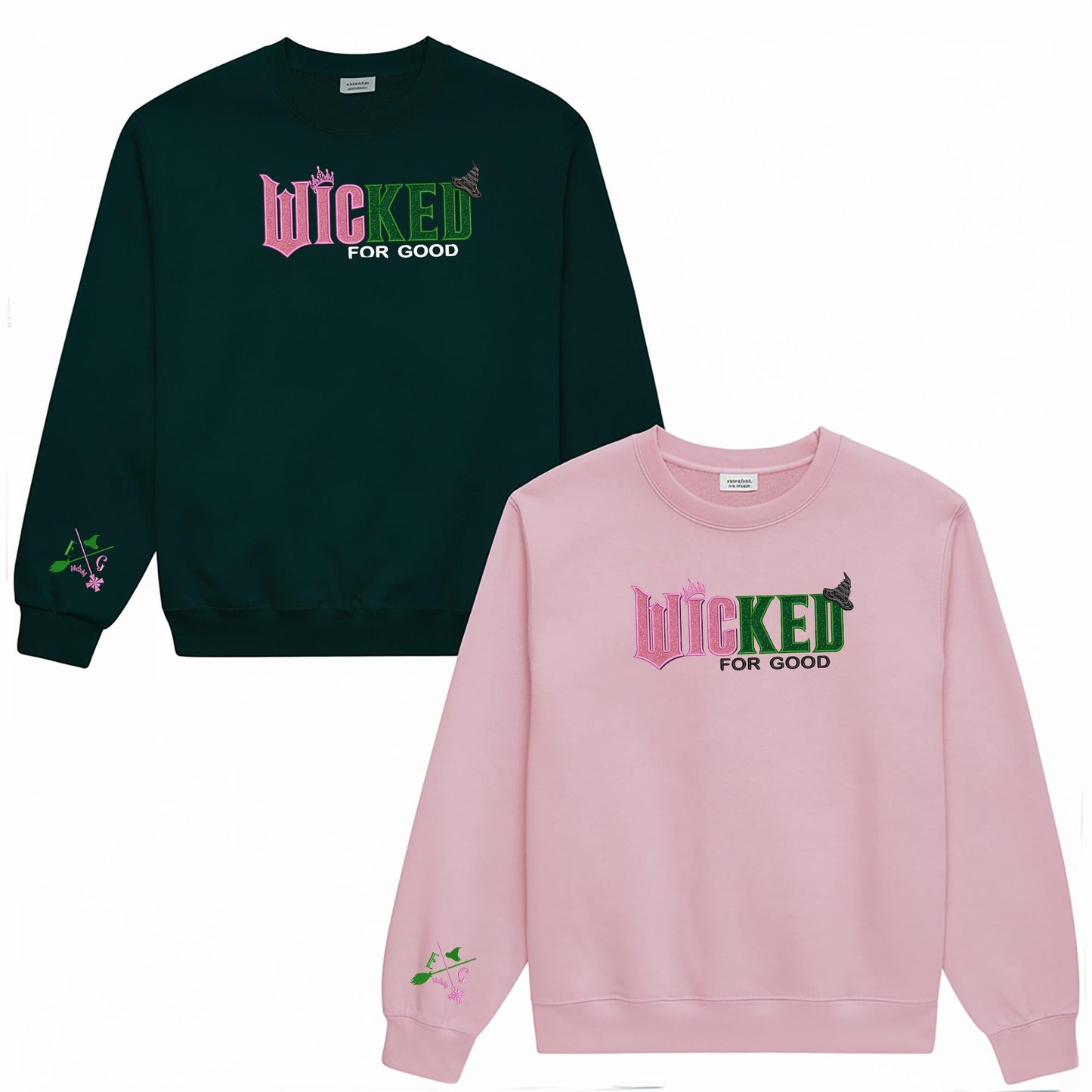 Wicked Elphaba & Glinda Embroidered Sweatshirt - Broadway Musical Hoodie