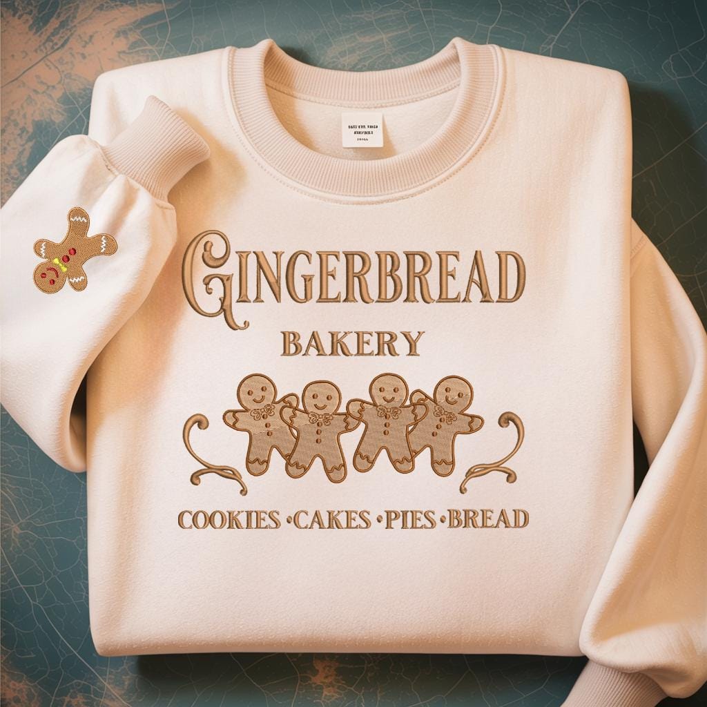 Christmas Gingerbread Bakery Embroidered Sweatshirt, Gingerbread Holiday Sweater, Embroidered Christmas Sweatshirt,Christmas gift