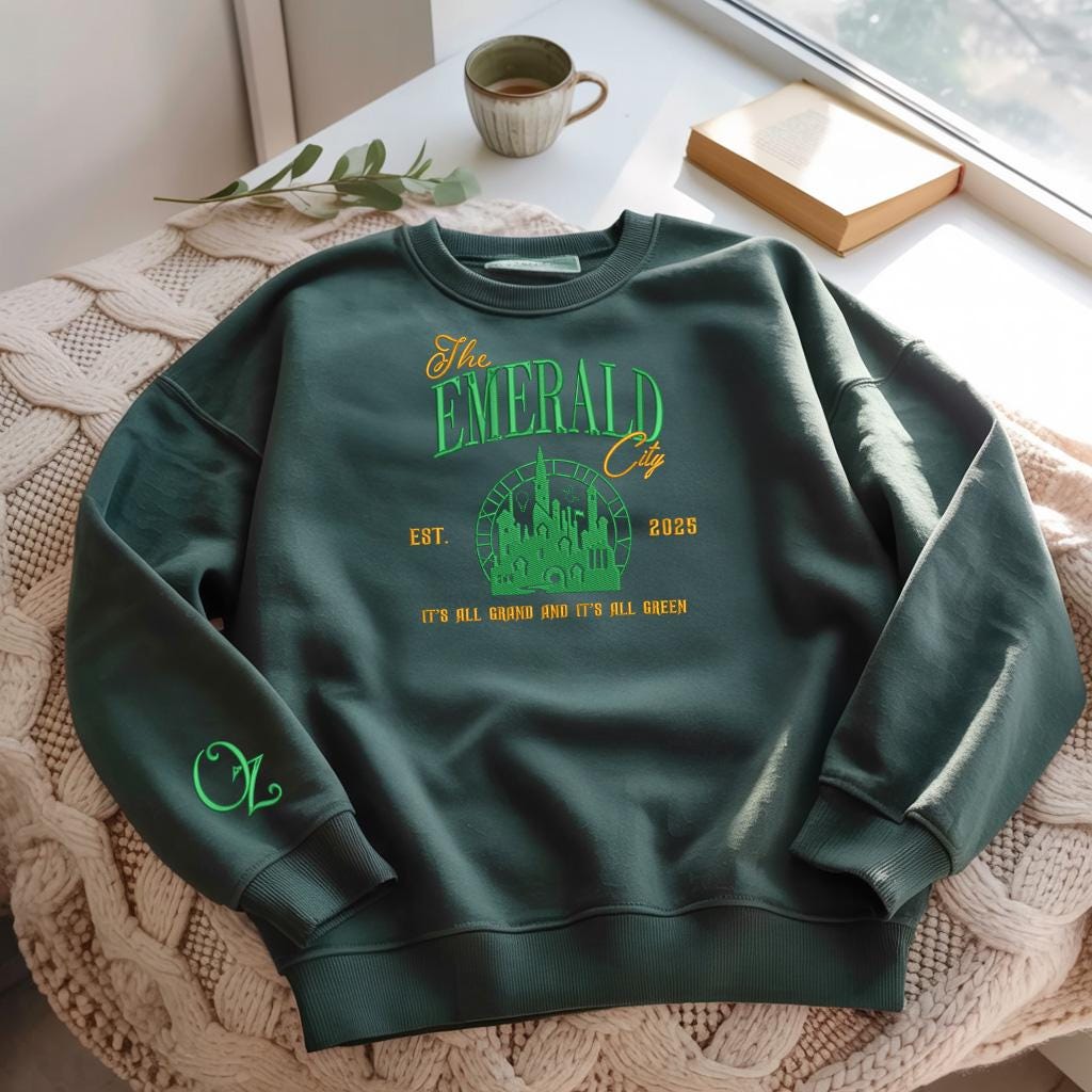 Wicked Broadway Emerald City Sweatshirt: Elphaba & Glinda Gift