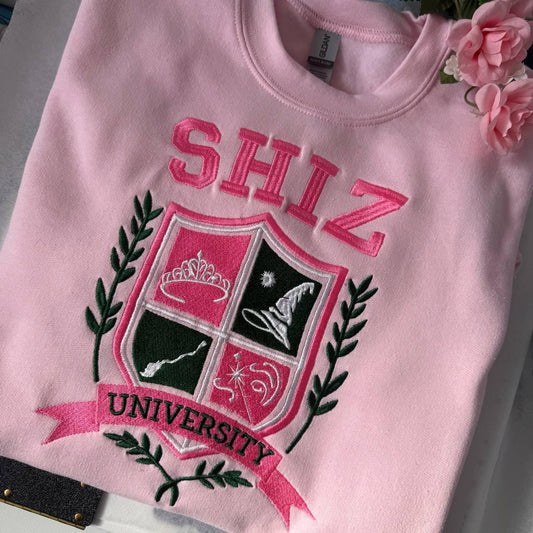 Shiz University Embroidered Sweatshirt Embroidered Sweatshirt, Emerald City Oz Crewneck, Defy Gravity Broomstick Magic Wand Sweatshirt Gift