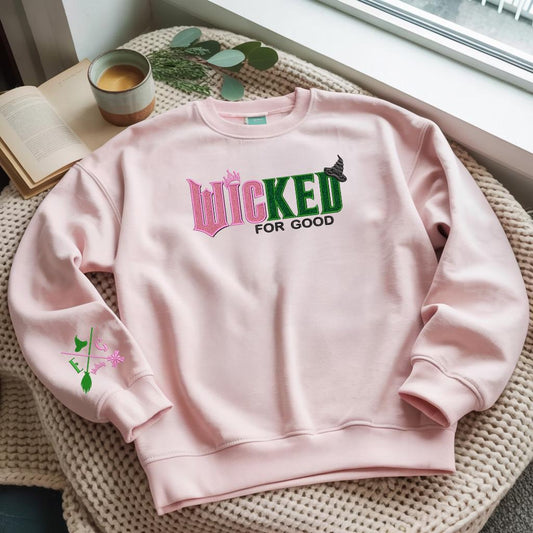 Wicked Elphaba & Glinda Embroidered Sweatshirt - Broadway Musical Hoodie