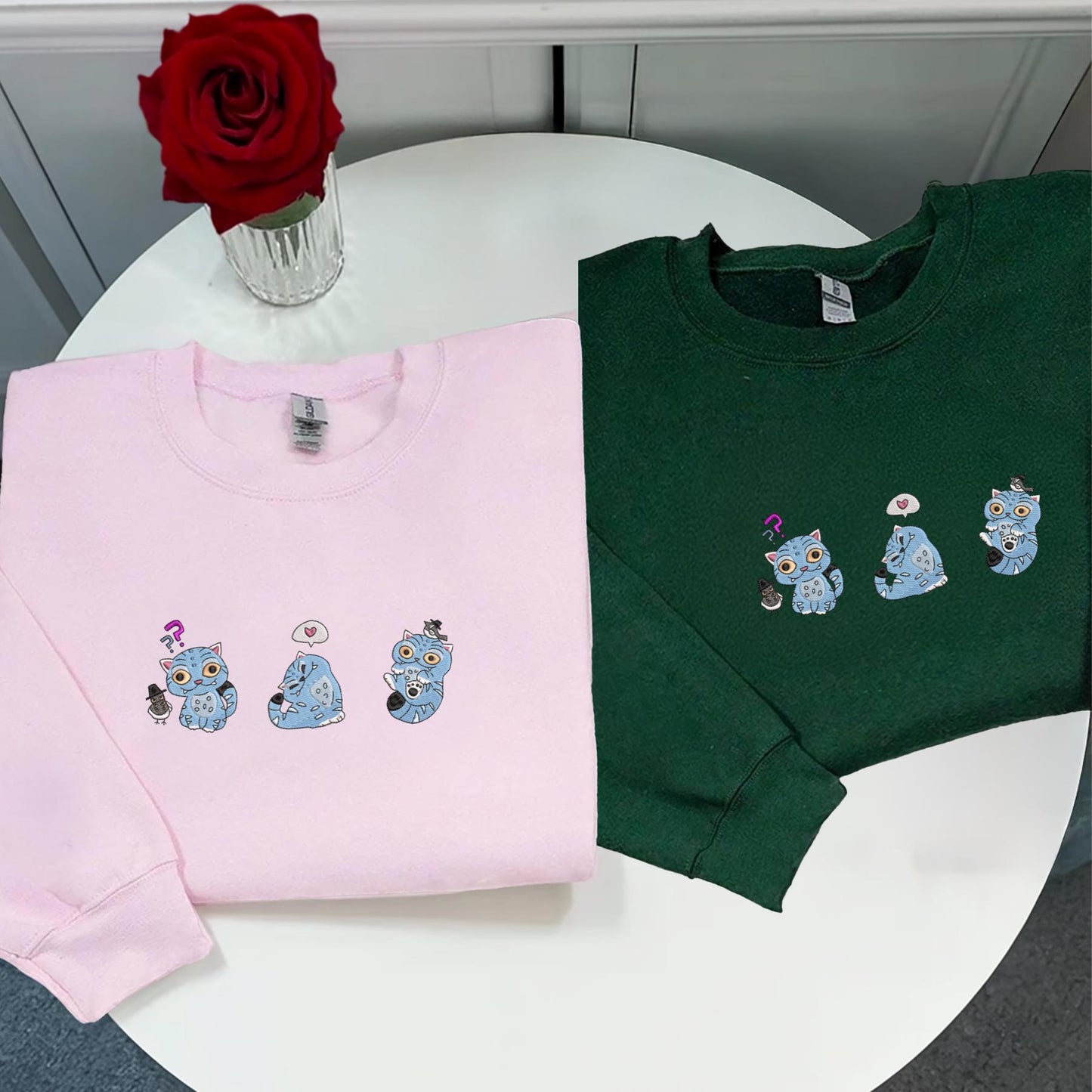 Cat And Bird Demon Hunter Embroidered Sweatshirt, K-Pop Demon Tiger Sweatshirt, KPOP Band Huntrix Sew on & Iron on Patch, Jinu Fan Gift
