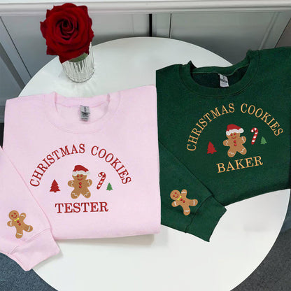 Christmas Cookie Baker Sweatshirt, Christmas Cookie Tester Embroidered  Sweatshirt, Christmas Crewneck Sweatshirt, Couple Xmas Sweatshirt
