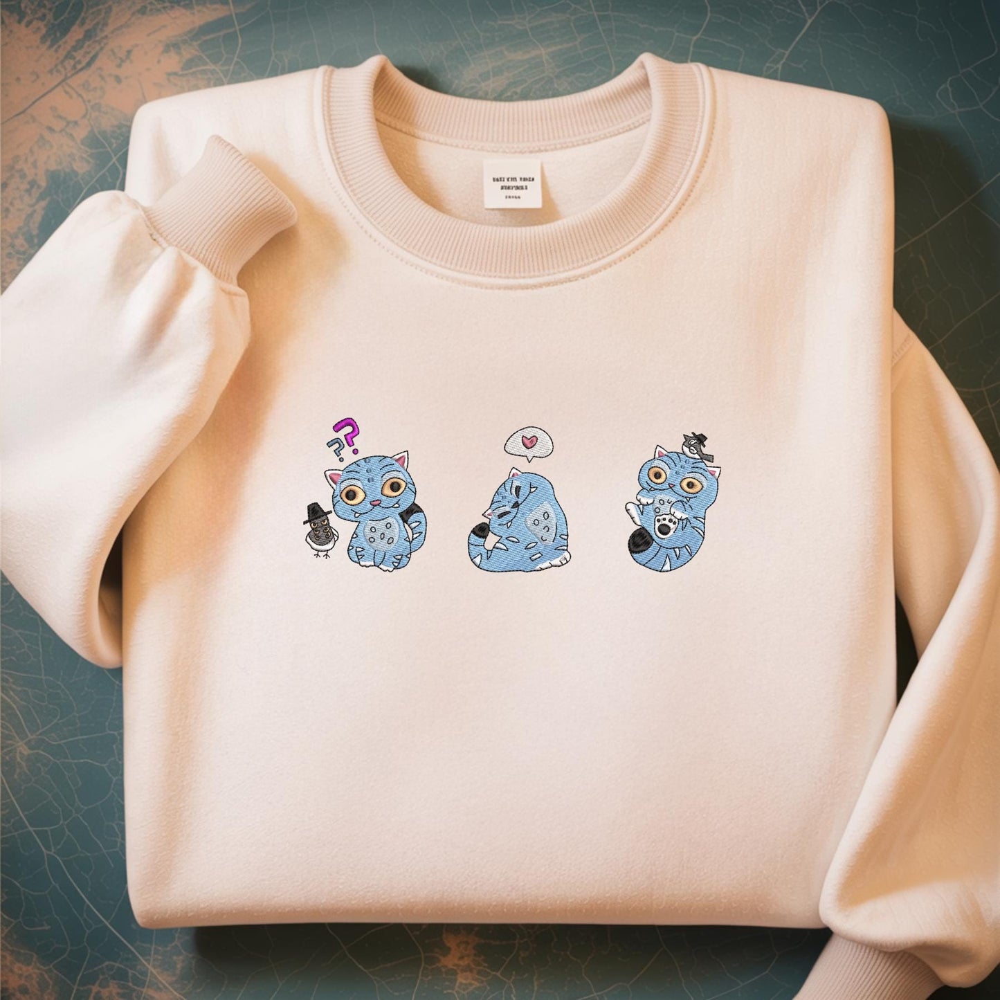 Cat And Bird Demon Hunter Embroidered Sweatshirt, K-Pop Demon Tiger Sweatshirt, KPOP Band Huntrix Sew on & Iron on Patch, Jinu Fan Gift