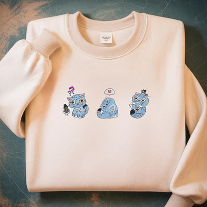 Cat And Bird Demon Hunter Embroidered Sweatshirt, K-Pop Demon Tiger Sweatshirt, KPOP Band Huntrix Sew on & Iron on Patch, Jinu Fan Gift