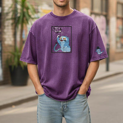 Cat And Bird Demon Hunter Embroidered Retro Wash Cotton Shirt, Kpop Demon Huntrix Gift Gift for Huntrix fans, Gift for Huntrix fans