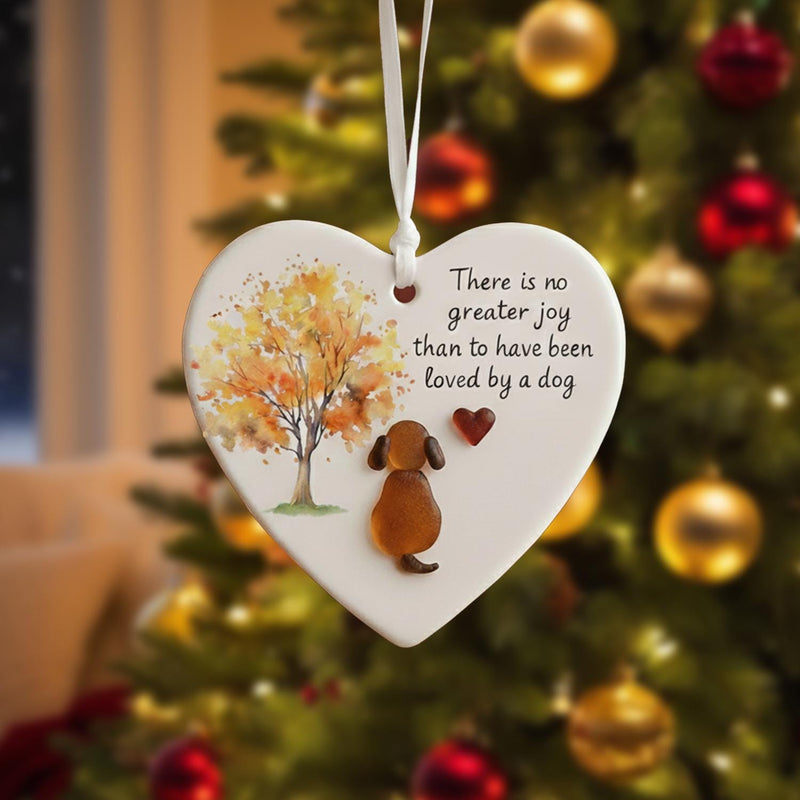 Dog Lover Sea Glass Ornament, 3D printed Sea Glass Heart Keepsake Gift