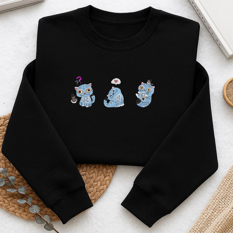 Cat And Bird Demon Hunter Embroidered Sweatshirt