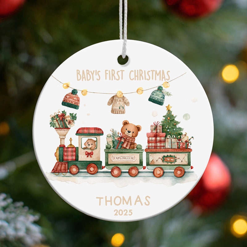 Baby’s First Christmas Ornament 2025 Personalized, Custom Name Ceramic Ornament Keepsake