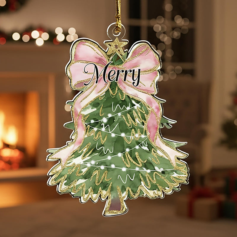 Personalied Christmas Tree Bow Ornament, Coquette Bow Christmas Ornament, Christmas Gift For Best friend, Girly Christmas Gift, Xmas Decor
