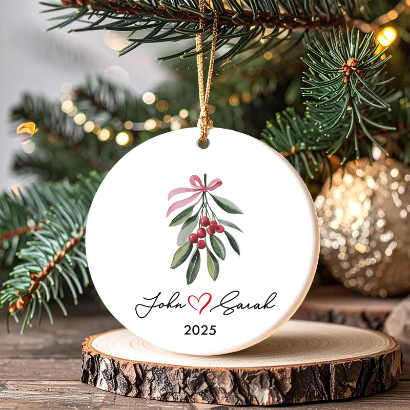 Personalized Our First Christmas Together ornament, Couple Mistletoe Christmas