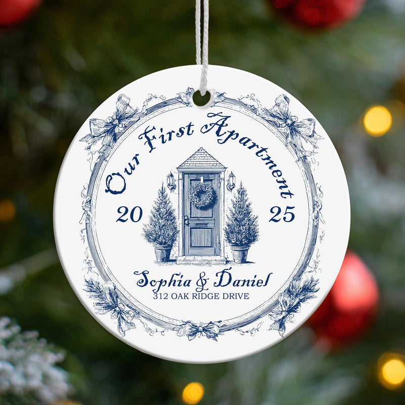 Personalized First Apartment Christmas Ornament, 1st Apartment with Address Ornament
