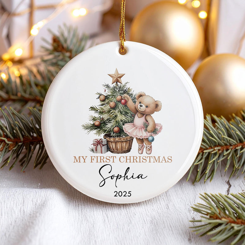 Custom Baby Girl First Christmas Ornament, Baby First Xmas Ornament with Baby Name,  Personalized Baby Keepsake Ornament 2025, Newborn Gift
