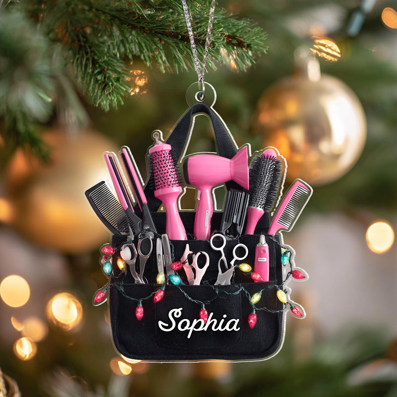 Hairstylist Christmas Ornament, Custom Cosmetology Bag Hairdresser Gift